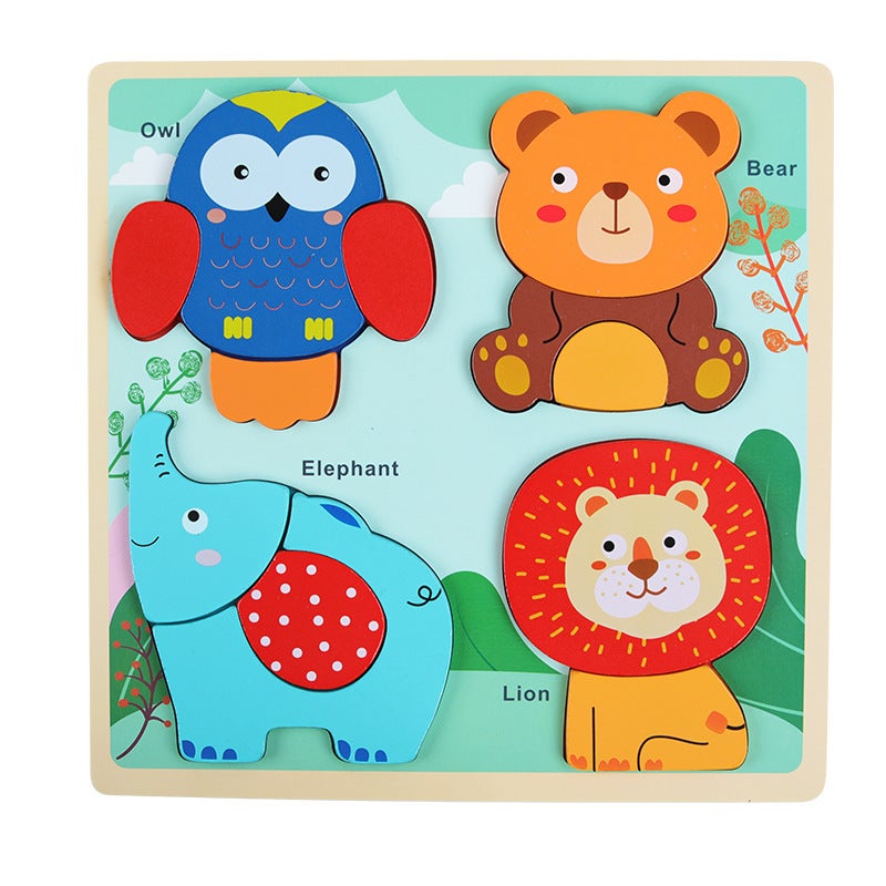 Baby Animal Three-Dimensional Puzzle Children Montessori Early Education Children 1-2-3 Years Old Baby Puzzle Toy - Image 1