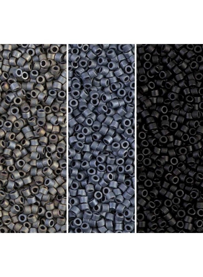 ميوكي حزمة خرز بذور Delica: مقاس 11/0 مجموعة رمادي أسود غير لامع Db301 Db307 Db3103 أنابيب مكونة من 2 قطعة - Image 1