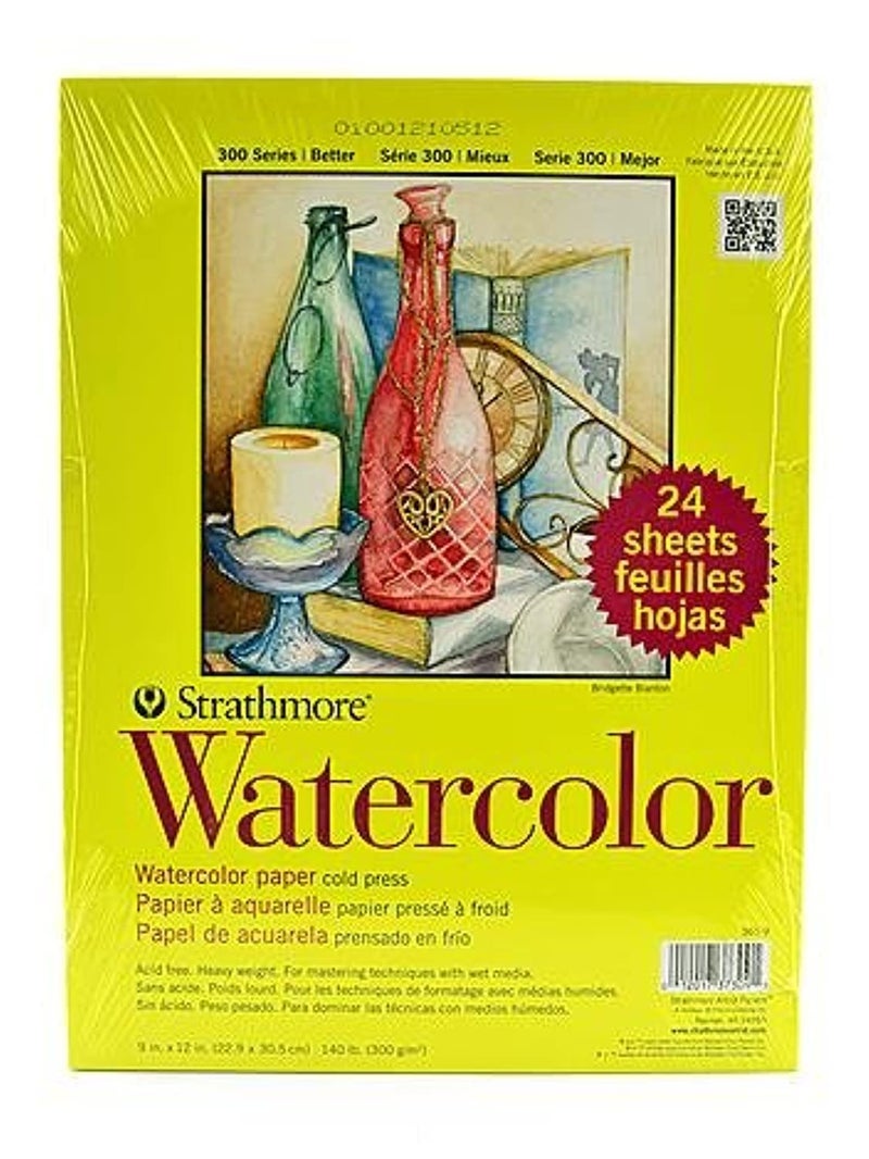 Strathmore 300 Series Watercolor Paper Pad, 9x12 inches, 24 Sheets (140lb/300g) - Artist Paper for Adults and Students - Watercolors, Mixed Media, Markers and Art Journaling - Image 2