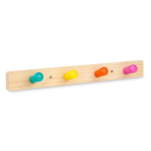 Monläurd® 100% Birch Solid Wood Wall-Mounted Coat Rack for Kids – Child-Safe Hook Hanger for Jackets, Hats, Backpacks, Towels & Keys – Ideal for Entryway, Bedroom, Playroom, or Bathroom - Image 1