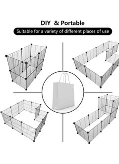 Generic Pet Playpen Metal Wire Small Animal Cage for Rabbit Puppy Pet Products Portable Metal Wire Yard Fence DIY Small Animal Playpen Pet Playpen with Door Rabbit Cage Puppy Playpen Kitten Playpen(12 panel)  - Image 5