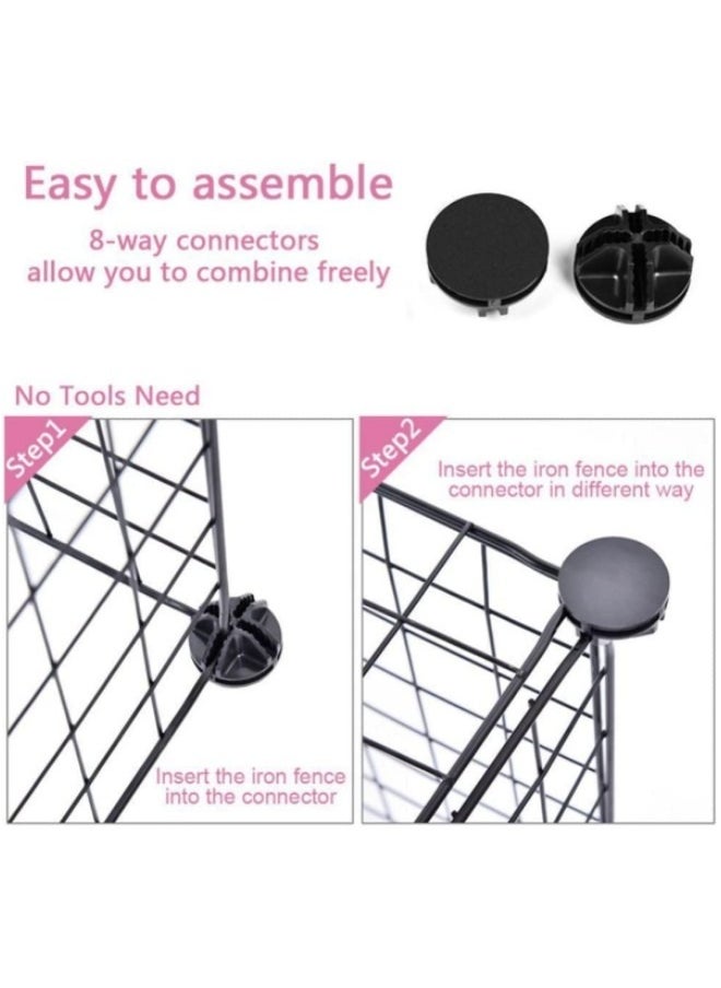 Generic Pet Playpen Metal Wire Small Animal Cage for Rabbit Puppy Pet Products Portable Metal Wire Yard Fence DIY Small Animal Playpen Pet Playpen with Door Rabbit Cage Puppy Playpen Kitten Playpen(12 panel)  - Image 3