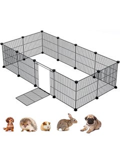 Generic Pet Playpen Metal Wire Small Animal Cage for Rabbit Puppy Pet Products Portable Metal Wire Yard Fence DIY Small Animal Playpen Pet Playpen with Door Rabbit Cage Puppy Playpen Kitten Playpen(12 panel)  - Image 1