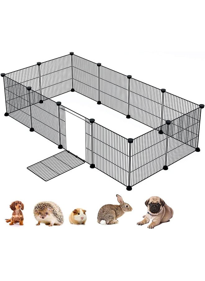 Generic Pet Playpen Metal Wire Small Animal Cage for Rabbit Puppy Pet Products Portable Metal Wire Yard Fence DIY Small Animal Playpen Pet Playpen with Door Rabbit Cage Puppy Playpen Kitten Playpen(12 panel)  - Image 1