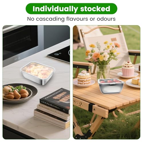 Ayzylpth 12 Pcs Airtight Stainless Steel Food Storage Containers with Lids, 25 Oz (5.3x4.15x2 Inch), Oven, Microwave & Dishwasher Safe, BPA-Free, Leak-Resistant, Stackable Meal Prep Containers Set - Image 5