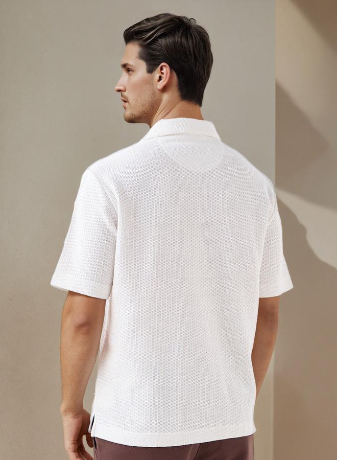 ايكونيك قميص منتجع أيقوني بقصة عادية بنسيج خلية النحل - Image 3