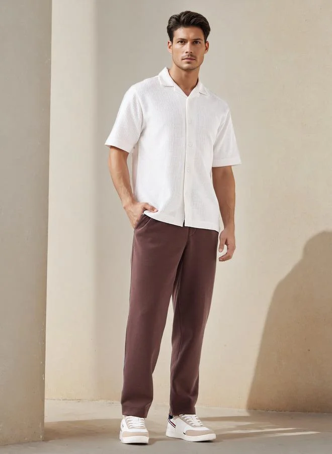 Iconic Iconic Regular Fit Honeycomb Textured Resort Shirt