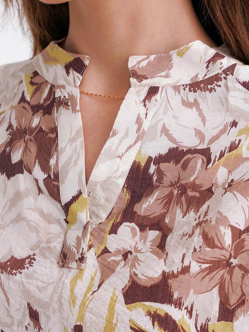 MixRay Floral Print Long Sleeve Mandarin Collar Blouse - Image 5