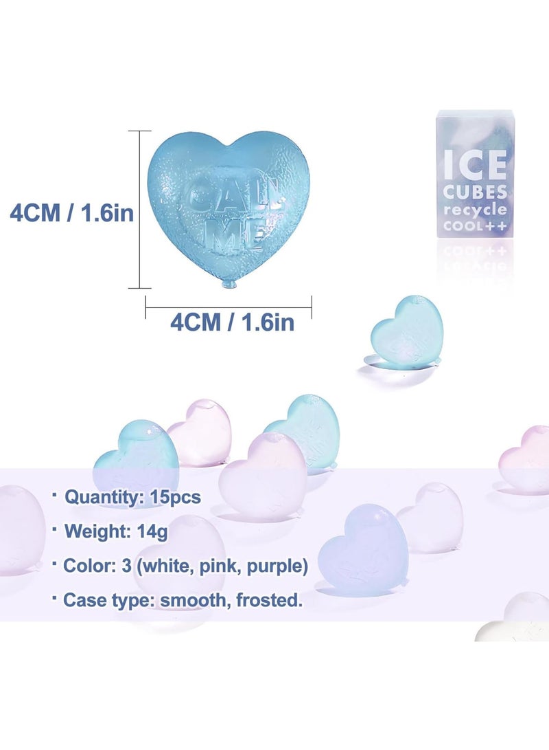 SOLARAE Reusable Ice Cubes for Drinks, 15Pcs Heart Shape Plastic Ice Cubes, for Drinks, Cocktails Like Whiskey, , or Coffee, Silicone Square Shapes, Dry Ice Cubes, Non Diluting (Blue) - Image 3
