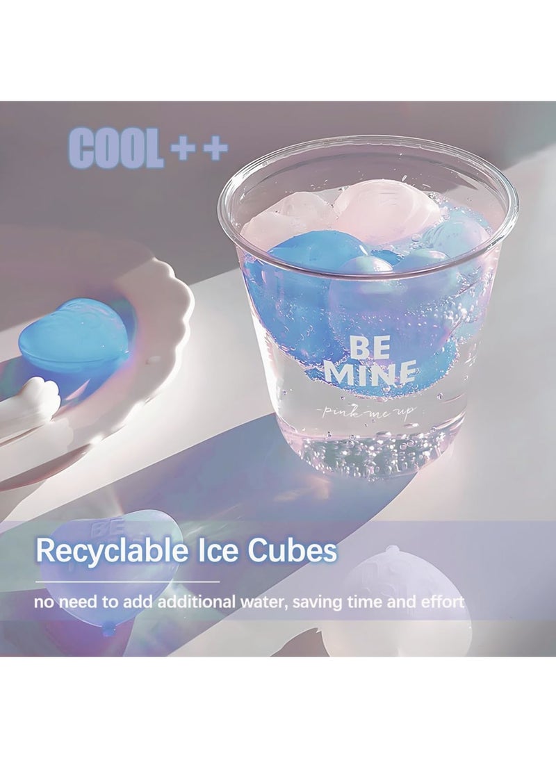SOLARAE Reusable Ice Cubes for Drinks, 15Pcs Heart Shape Plastic Ice Cubes, for Drinks, Cocktails Like Whiskey, , or Coffee, Silicone Square Shapes, Dry Ice Cubes, Non Diluting (Blue) - Image 5