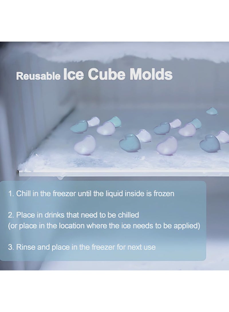 SOLARAE Reusable Ice Cubes for Drinks, 15Pcs Heart Shape Plastic Ice Cubes, for Drinks, Cocktails Like Whiskey, , or Coffee, Silicone Square Shapes, Dry Ice Cubes, Non Diluting (Blue) - Image 2