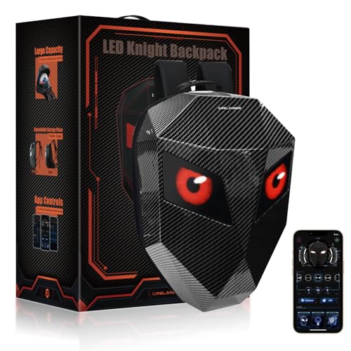 Crelander LED Knight Backpack, 18 inch App Control Expandable Hard Shell Motorcycle Helmet Backpack with DIY Programmable Full Color Screen Waterproof Large Capacity DIY Pixel Art Animation for Riding - Image 1