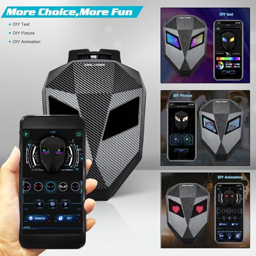 Crelander LED Knight Backpack, 18 inch App Control Expandable Hard Shell Motorcycle Helmet Backpack with DIY Programmable Full Color Screen Waterproof Large Capacity DIY Pixel Art Animation for Riding - Image 4