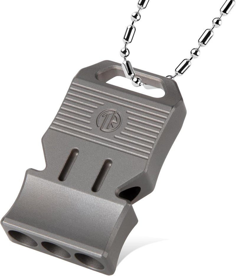 TACRAY Titanium Emergency Survival Whistle, Portable Necklace Whistle, Loud Whistle up to 120~130db, Good for Life Saving, Hiking, Camping, and Pet Training - Image 1