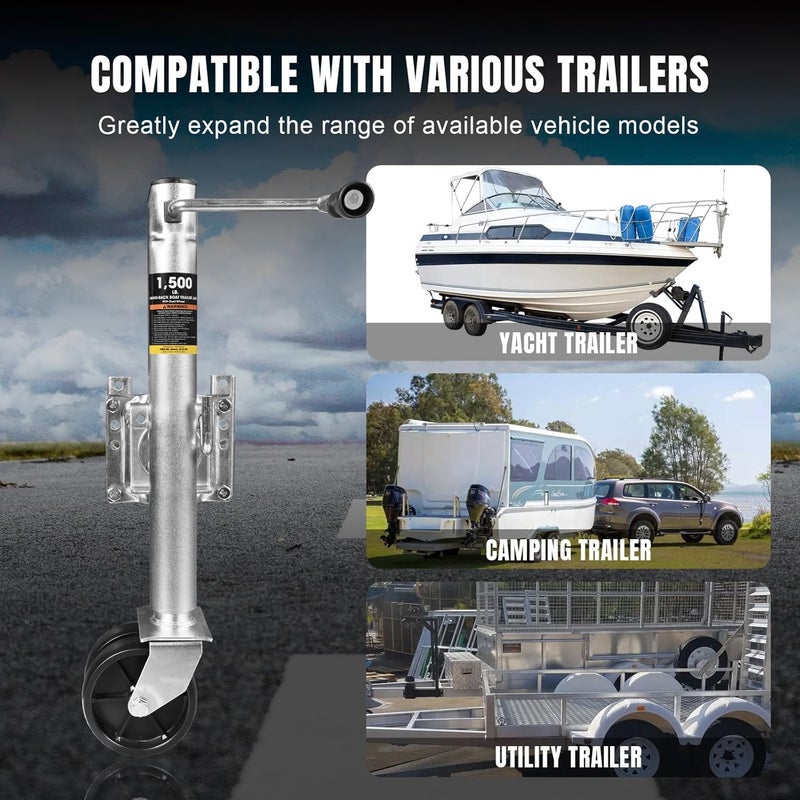 Torin 1500 lbs Heavy Duty Swivel Boat Trailer Jack with Wheel - Image 5