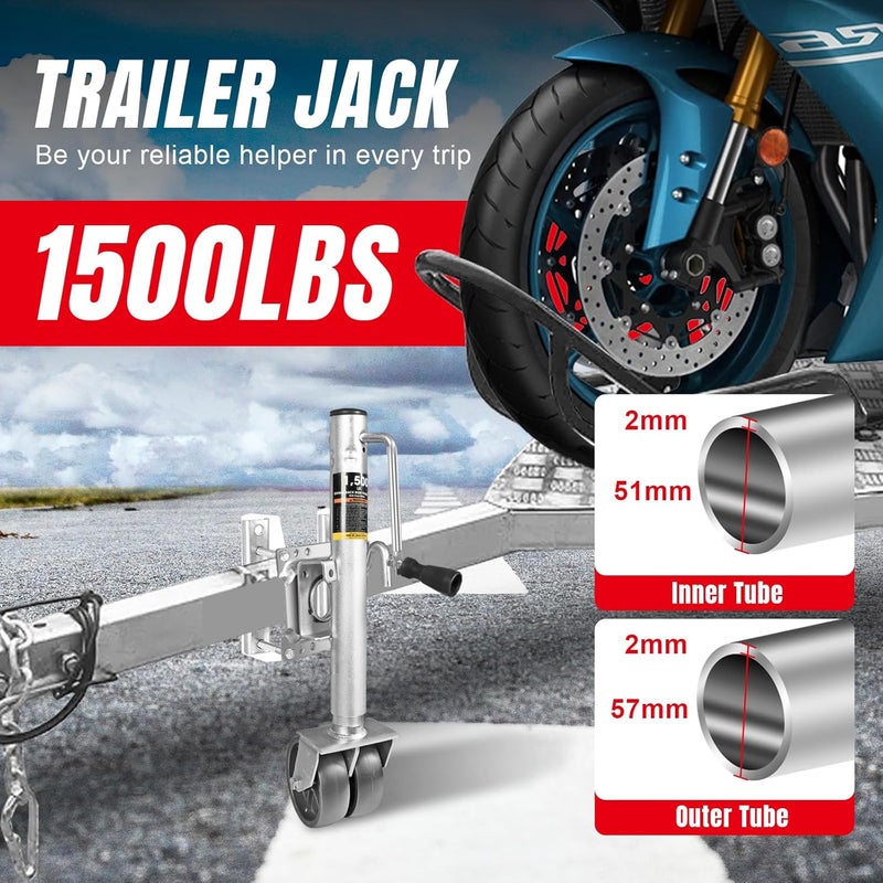 Torin 1500 lbs Heavy Duty Swivel Boat Trailer Jack with Wheel - Image 3