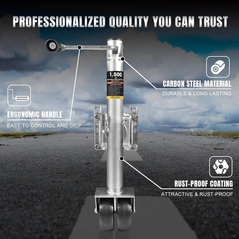 Torin 1500 lbs Heavy Duty Swivel Boat Trailer Jack with Wheel - Image 2