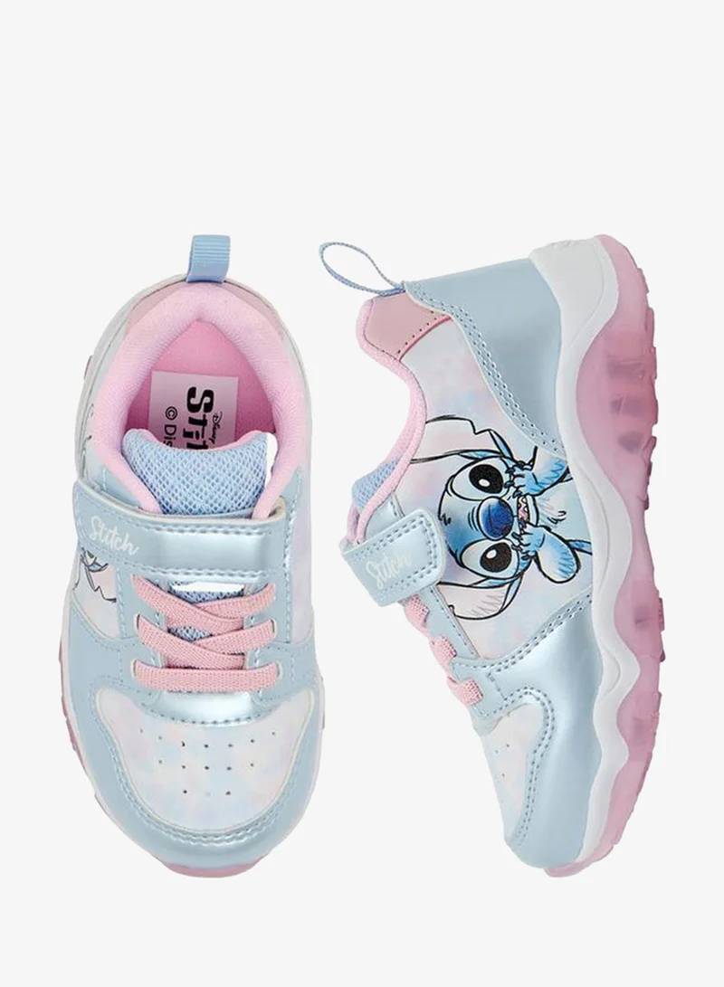 ديزني Disney Stitch Print Light-Up Hook & Loop Ankle Sneakers