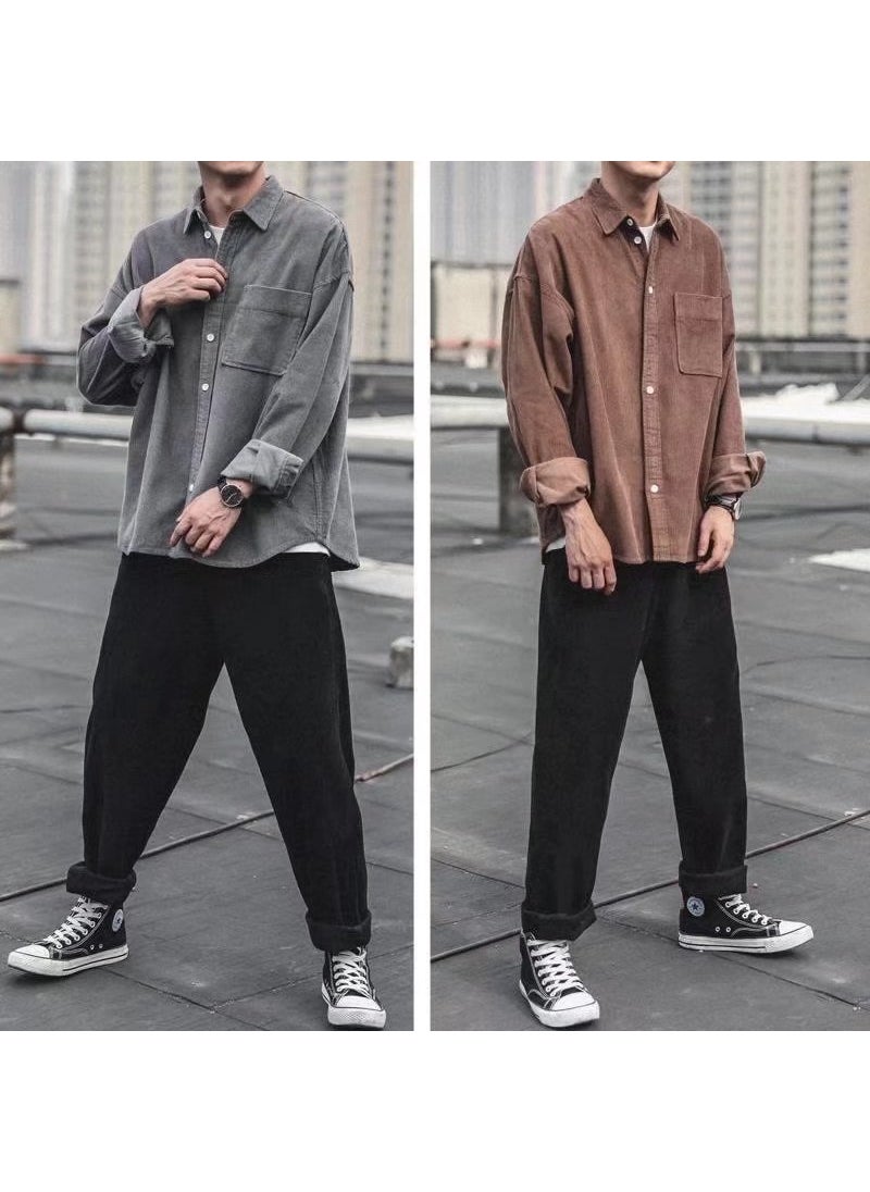 Generic Corduroy Shirt Men's Long-sleeved Top Spring and Autumn Japanese Style Popular Brand Casual Loose All-match Ruffian Handsome Jacket  - Image 5