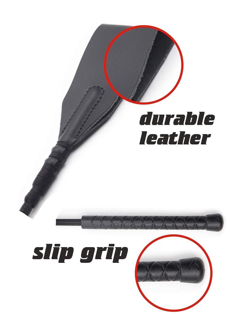 KASTWAVE Riding Crop for Horses 18inches Equestrian Riding Crop for Horses, Double Slapper Horse Crop Black English Riding Crop Genuine Leather Horse Crop  - Image 2