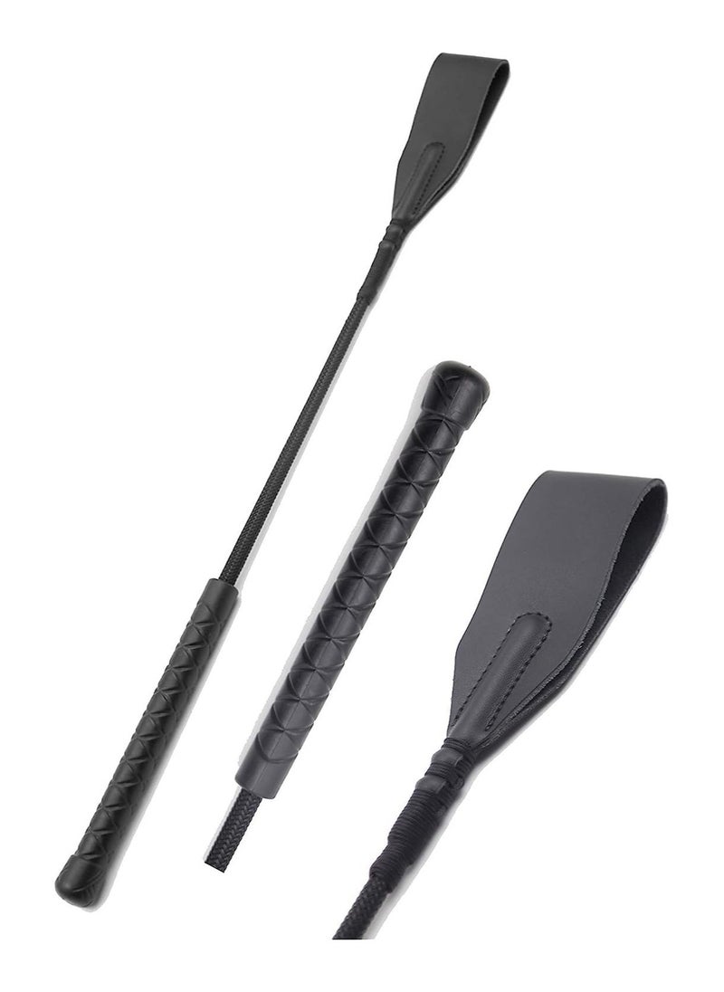 KASTWAVE Riding Crop for Horses 18inches Equestrian Riding Crop for Horses, Double Slapper Horse Crop Black English Riding Crop Genuine Leather Horse Crop  - Image 1