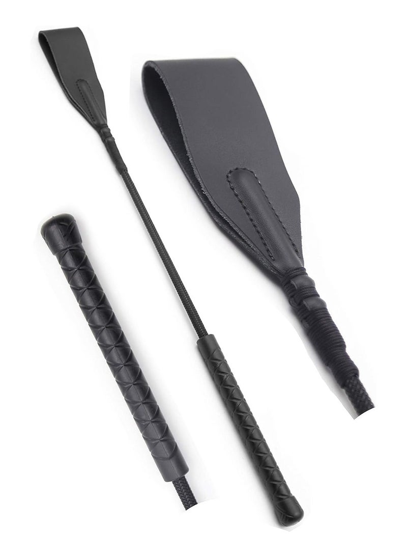 KASTWAVE Riding Crop for Horses 18inches Equestrian Riding Crop for Horses, Double Slapper Horse Crop Black English Riding Crop Genuine Leather Horse Crop  - Image 3