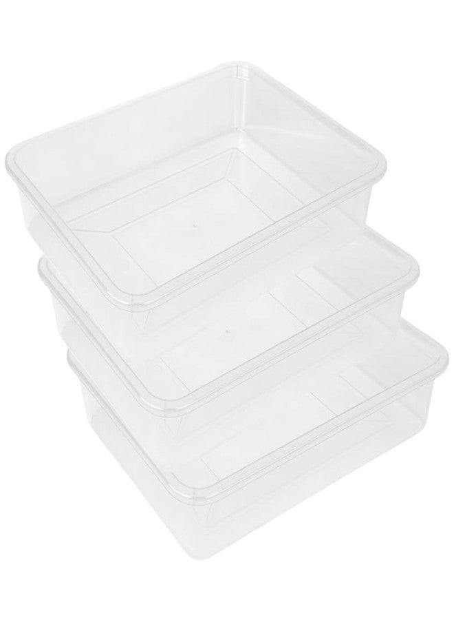 Simply Home Exel Small Multipurpose Stackable Rectangular Durable Plastic Storage Tray| Home,Kitchen,Office,School,Commercial,Industry,Lab,Hospital,Paper,Desk Organiser|21 x 27 x 5| Set of 3 | TP - Image 1