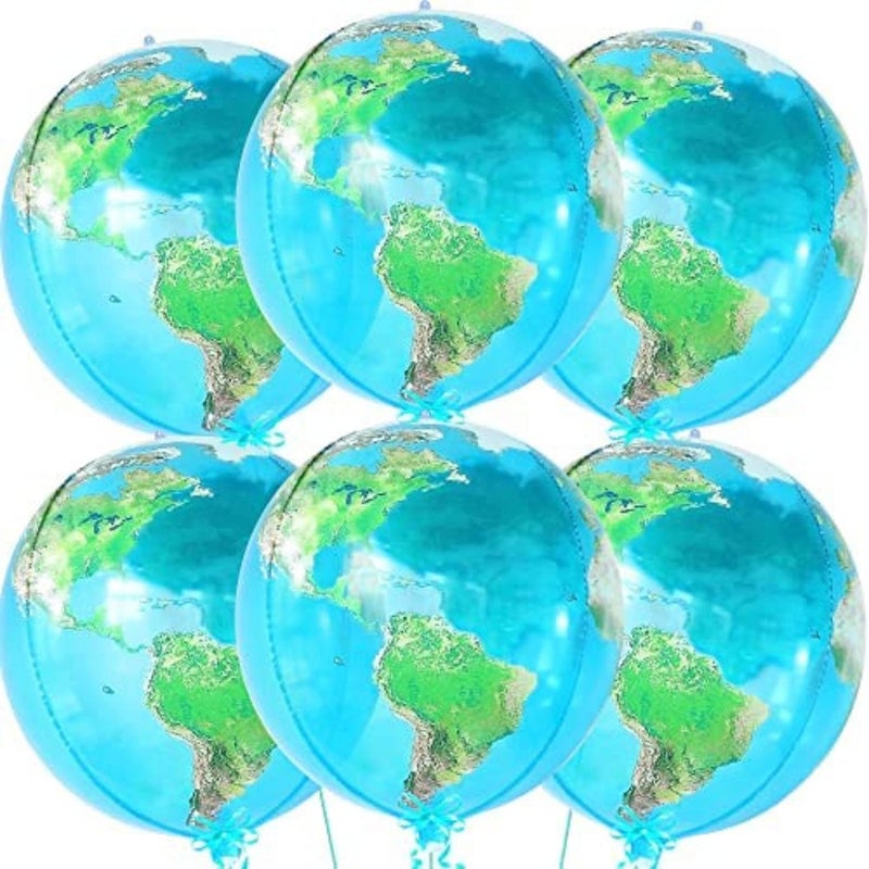 MANGO Party with Emma Earth Day Big 22in 4D Sphere Globe Balloons Decorations for Travel Party 6 Pieces - Image 2