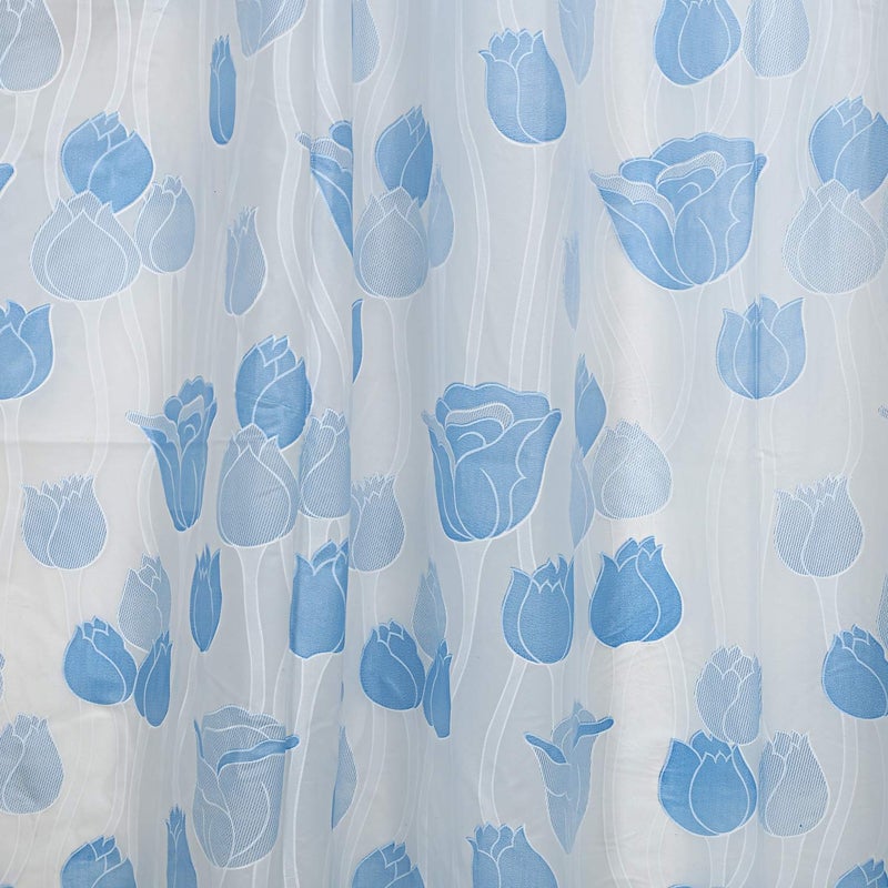 SHAVIN PVC Printed Bathroom Shower Curtain with Hooks (54 x 84 Inches, Blue) - Image 2