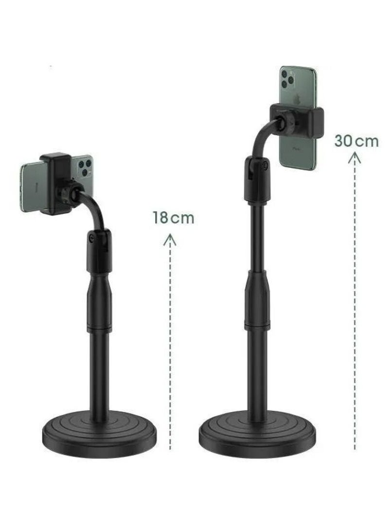 Huitich Adjustable Double Pull Chuck Mobile Phone Holder Black, Foldable Desktop & Car Stand - Image 2