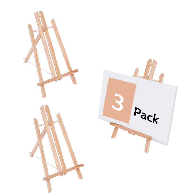 3PCS 118 Wood Easels Small Tabletop Display Stand Tripod Painting Party Easel Kids Student Tabletop Easels for Painting Portable Canvas Photo Picture Sign Holder