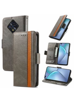 HuHa Case Cover For For Infinix Zero 8 CaseNeo Splicing Dual Magnetic Buckle Leather Case with Holder & Card Slots & Wallet(Grey) 