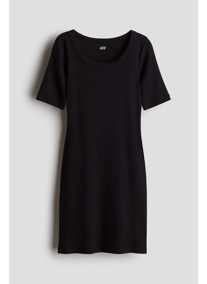 اتش اند ام Ribbed Cotton Dress