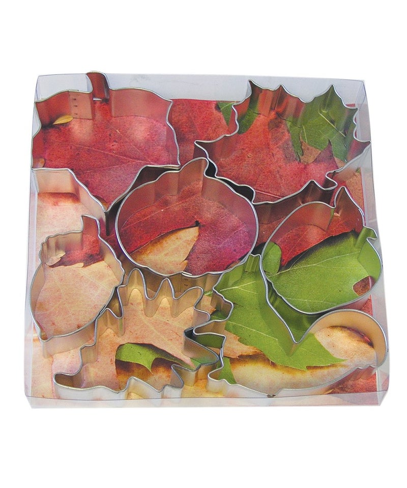 RM International Autumn Leaf Cookie Cutters Squirrel Pumpkin Acorn Apple Ivy Pin Oak Maple Leaf 7Piece Set