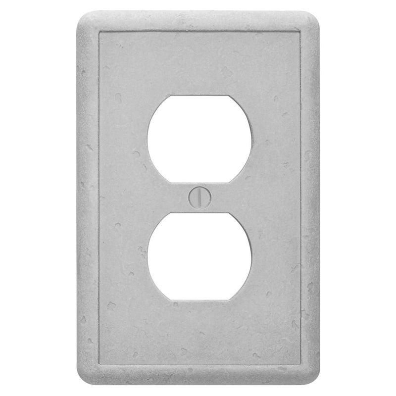 Questech Outlet Cover Single Duplex Wall Plate 1Gang Switch Plate Standard Size Electrical Outlet Receptacle Cover Decorative Tumbled Texture Gray