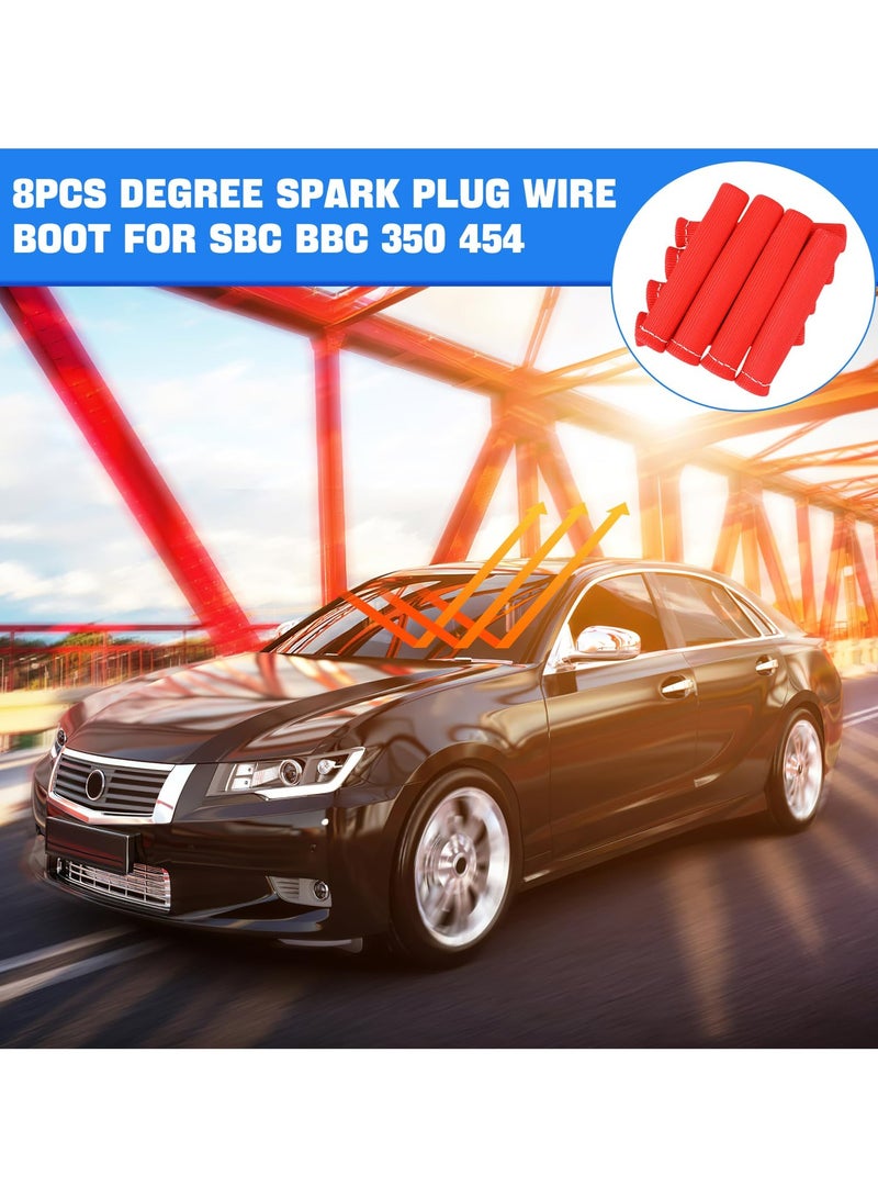 Generic Spark Plug Wire Boots Heat Shield Protector Sleeve 2500 Degree Spark Plug Heat Cover Wrap 6 Inch for SBC BBC 350 454 8PCS-Red  - Image 3