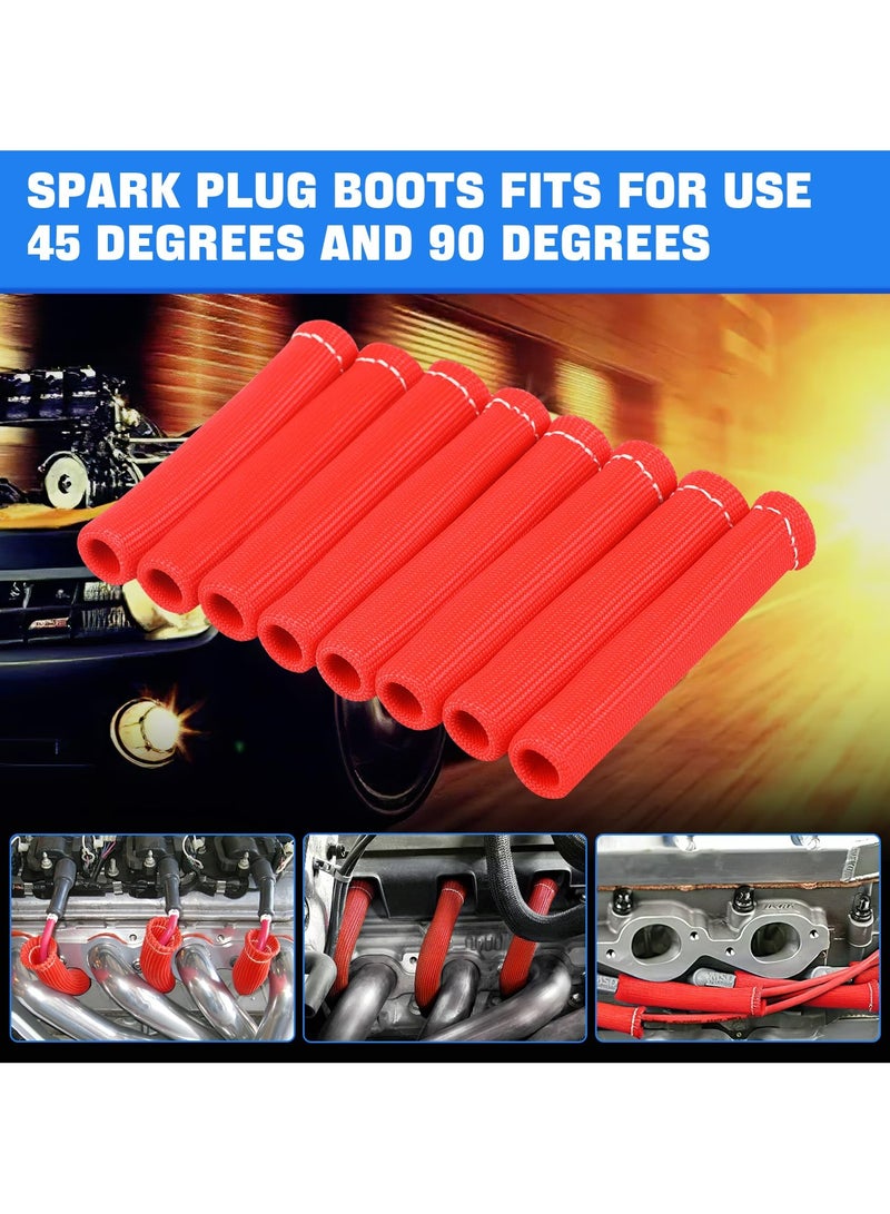 Generic Spark Plug Wire Boots Heat Shield Protector Sleeve 2500 Degree Spark Plug Heat Cover Wrap 6 Inch for SBC BBC 350 454 8PCS-Red  - Image 5