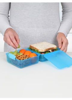 sistema Sistema Lunch Box with Compartments | 1.4 L Lunch Cube | Food Storage Container with Lid | BPA-Free | Blue  - Image 1