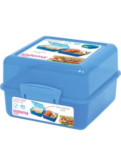 sistema Sistema Lunch Box with Compartments | 1.4 L Lunch Cube | Food Storage Container with Lid | BPA-Free | Blue  - Image 2