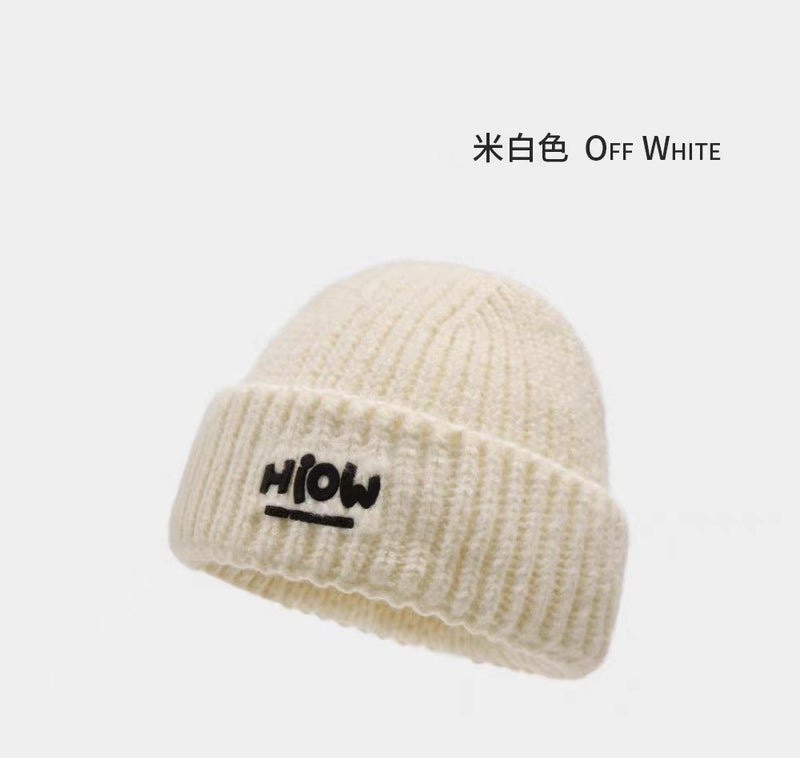 Knit Cap Autumn Winter Women Warm Earflap Wool Beanie Gray