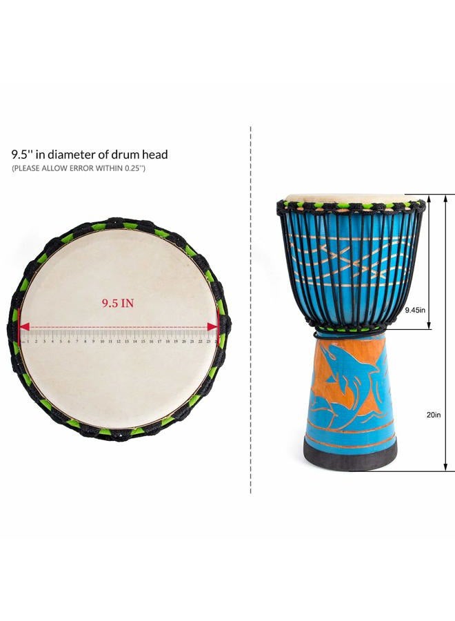 AKLOT Djembe Drum, AKLOT African Drum Hand-Carved 9.5'' x 20'' Mahogany Goatskin Drumhead for Starter Beginners Adult - Image 3