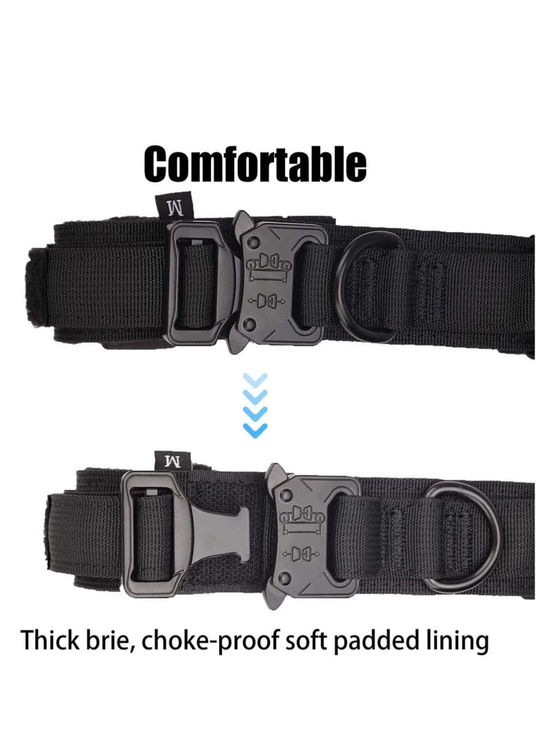 Generic Dog Collar, and Leash Set Tactical with Handle Bungee Adjustable Military Training Nylon Control Metal Buckle (Black, M） - Image 3