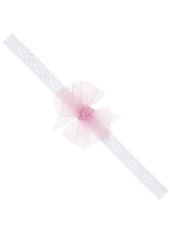 Wee Ones Wee Ones Baby Girls' Tiny Classic Organza Hair Bow on Narrow Lace Baby Band - Light Pink (6-24 months)  - Image 1