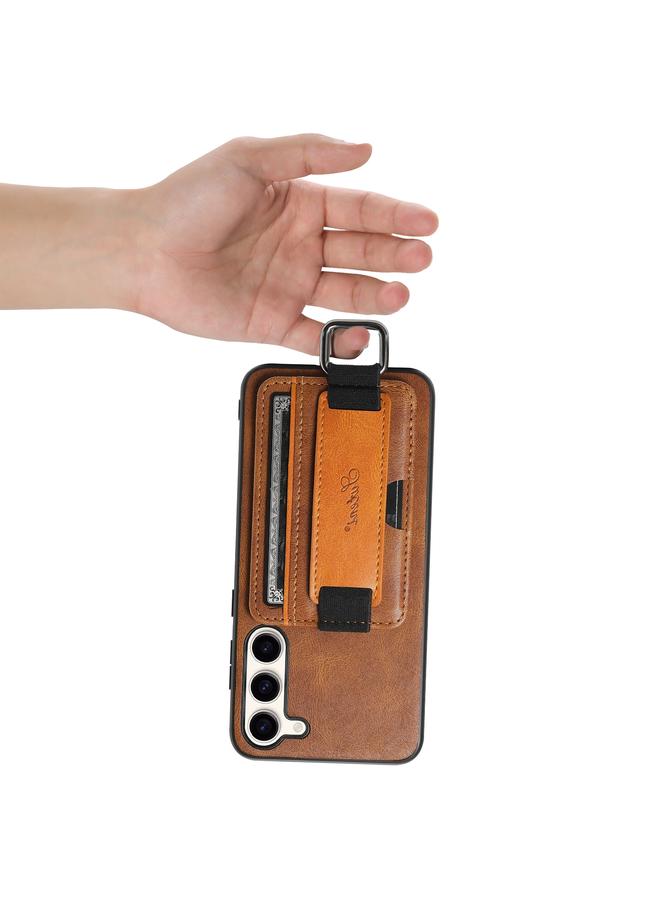 Suteni Case For Samsung Galaxy S24 5G H13 Card Wallet Wrist Strap Holder PU Phone Case - Image 3