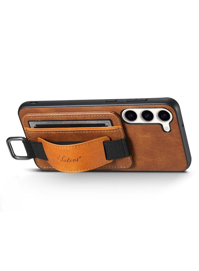 Suteni Case For Samsung Galaxy S24 5G H13 Card Wallet Wrist Strap Holder PU Phone Case - Image 2