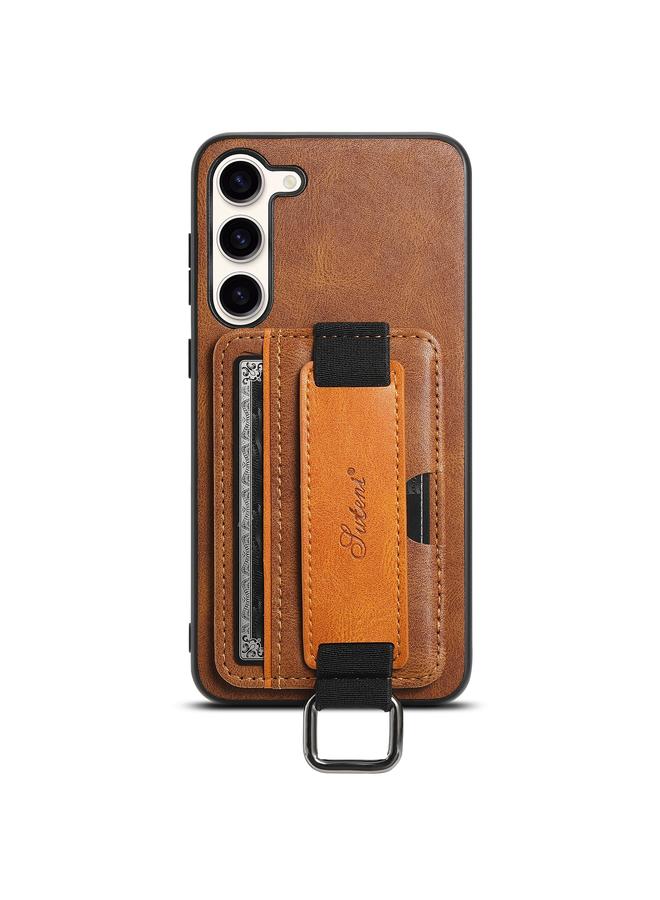 Suteni Case For Samsung Galaxy S24 5G H13 Card Wallet Wrist Strap Holder PU Phone Case - Image 1