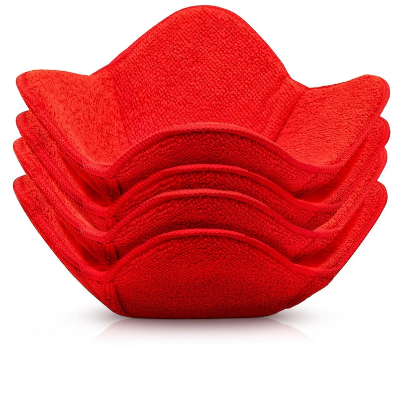 Trendsettings Microwave Bowl Cozies Warmers Food Microfiber Heat Resistant Food Warmer Set Microwave Safe Hot and Cold Bowls Holder Without Burning Your Hands Set of 4 Microwave Bowl Holders (Red) - Image 1