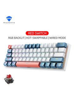 61 Keys Wired Gaming Keyboard Mini Mechanical Keyboard Hot-Swappable With Red Switch RGB Backlit