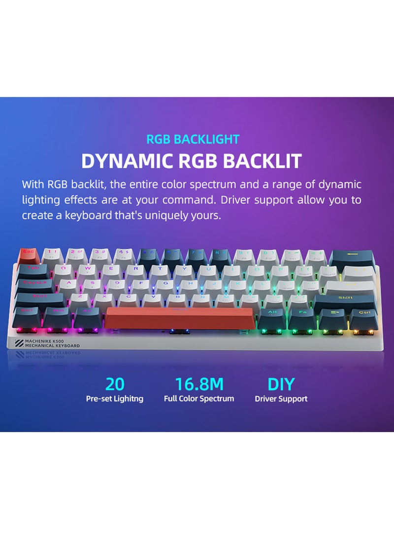 MACHENIKE - 61 Keys Wired Gaming Keyboard Mini Mechanical Keyboard Hot-Swappable With Red Switch RGB Backlit - Image 1