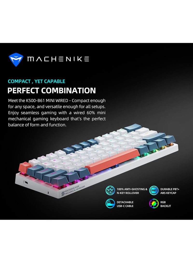 MACHENIKE - 61 Keys Wired Gaming Keyboard Mini Mechanical Keyboard Hot-Swappable With Red Switch RGB Backlit - Image 1